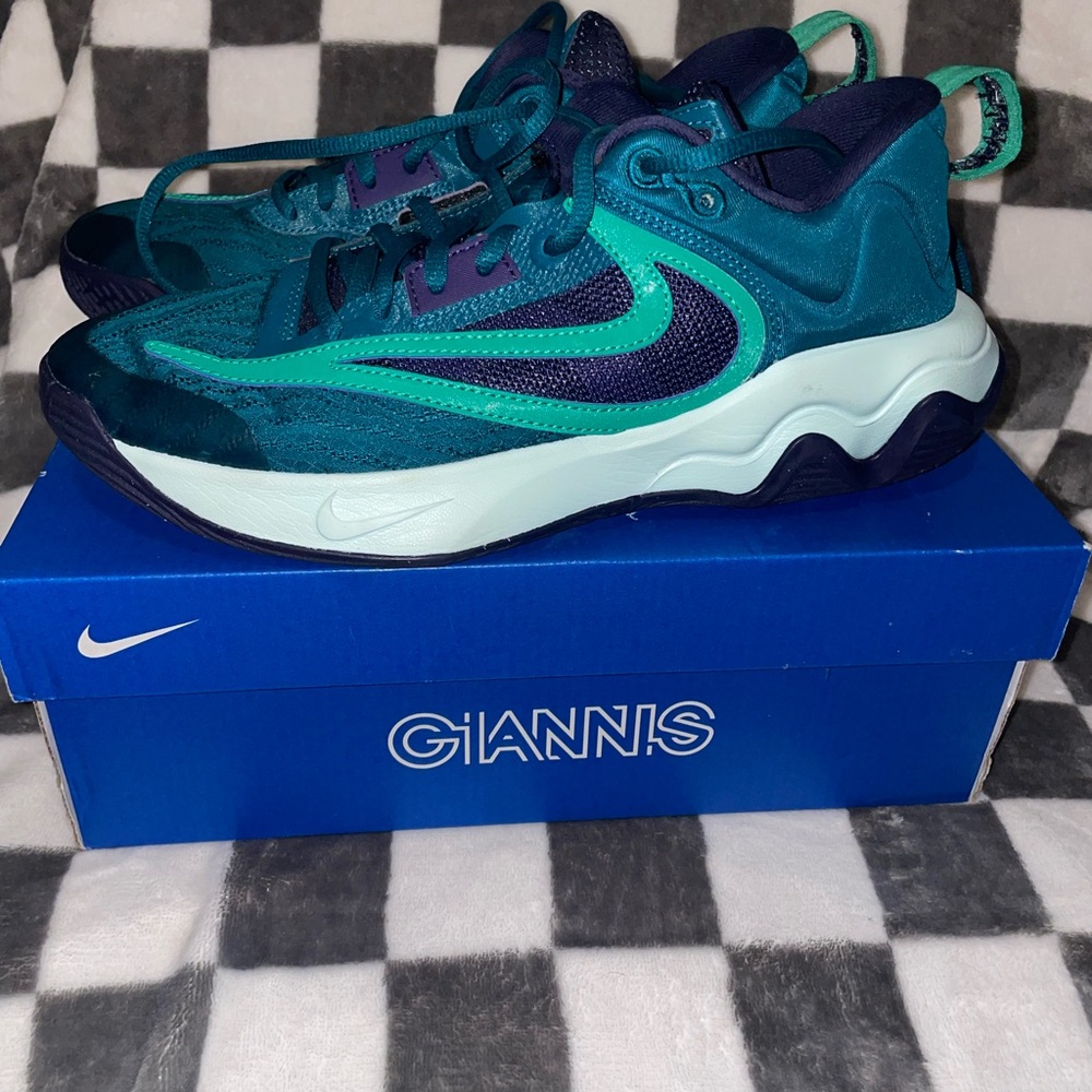 Nike Giannis Turquoise and Navy Sneakers